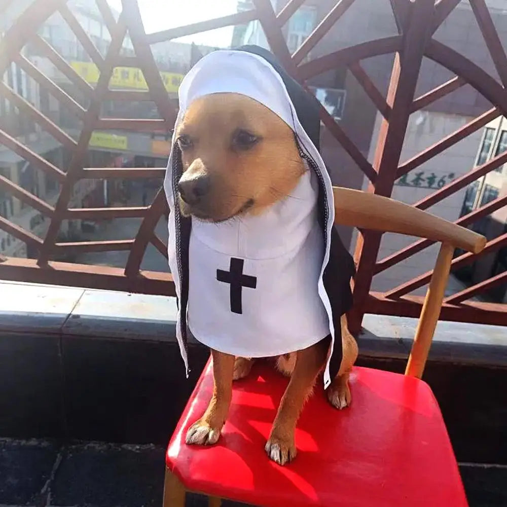 Three-Dimensional Modeling Nun Style Headwear Dress Up Cosplay Pet Costume Set Halloween Dog Transform Clothes