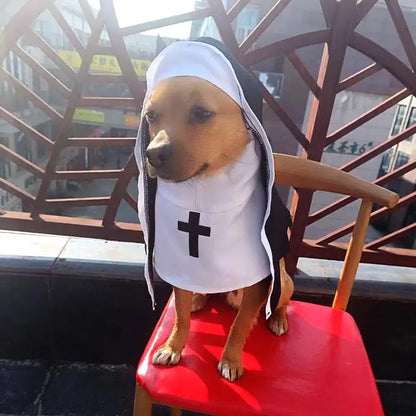 Three-Dimensional Modeling Nun Style Headwear Dress Up Cosplay Pet Costume Set Halloween Dog Transform Clothes