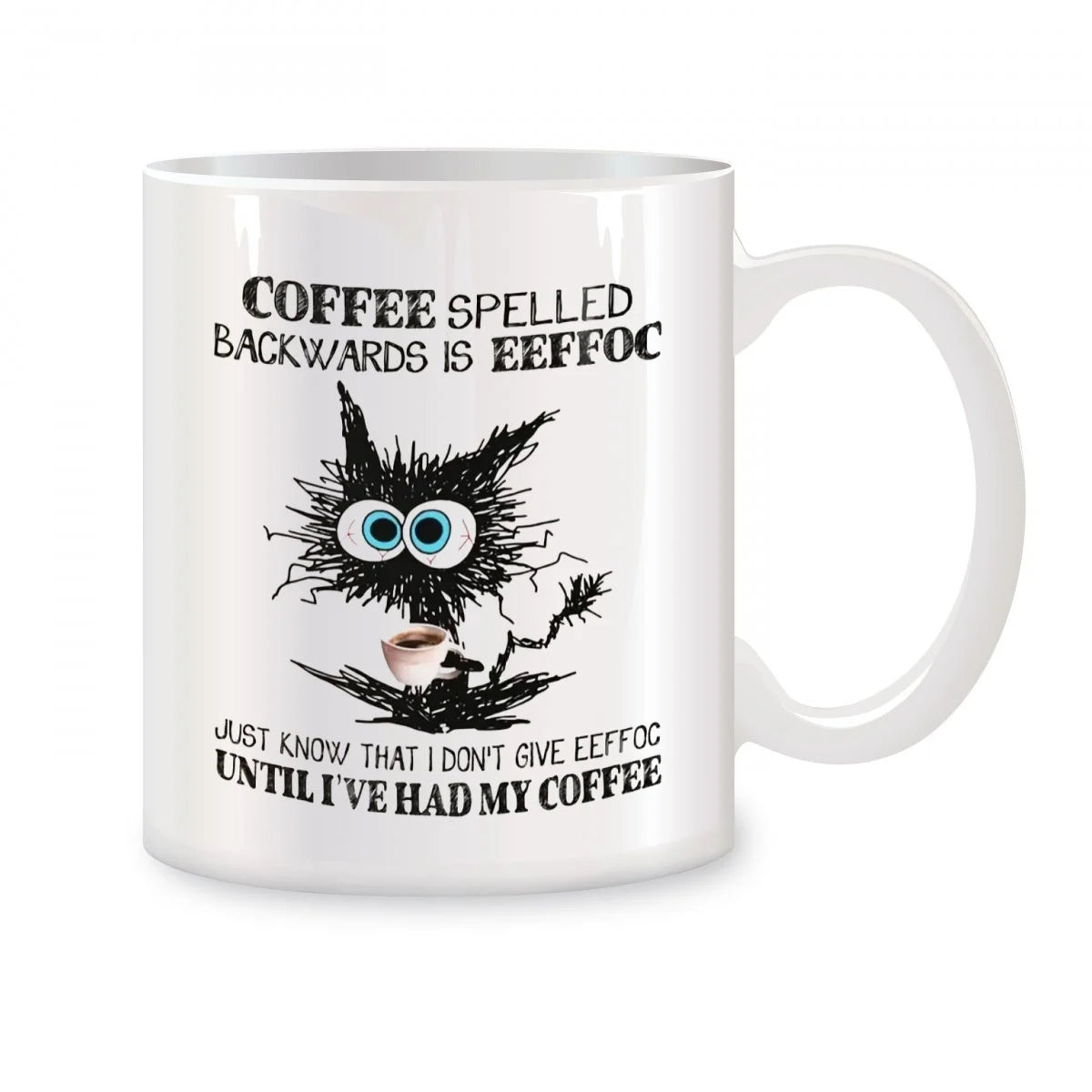 Coffee Spelled Backwards Is Eeffoc Mugs For Cat Gifts Novelty Coffee Ceramic Tea Cups White 11 oz