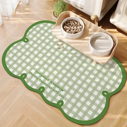 Pet Feeding Mat Waterproof Pvc Leather Carpet Cat Dog Anti-urine Floor Mats Pink Plaid Sweet Home Decoration Rug for Kitchen