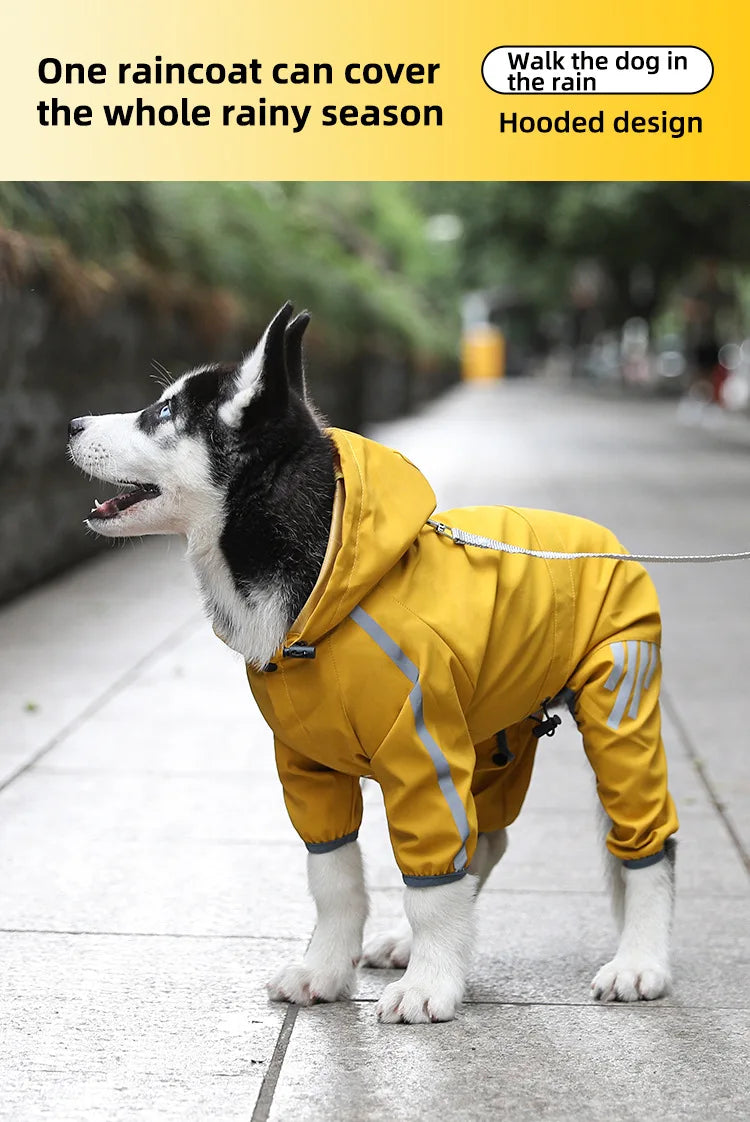 the JOGGER - Dog Raincoat Reflective Jacket Waterproof Large Pet, Rainy Day Out Clothes