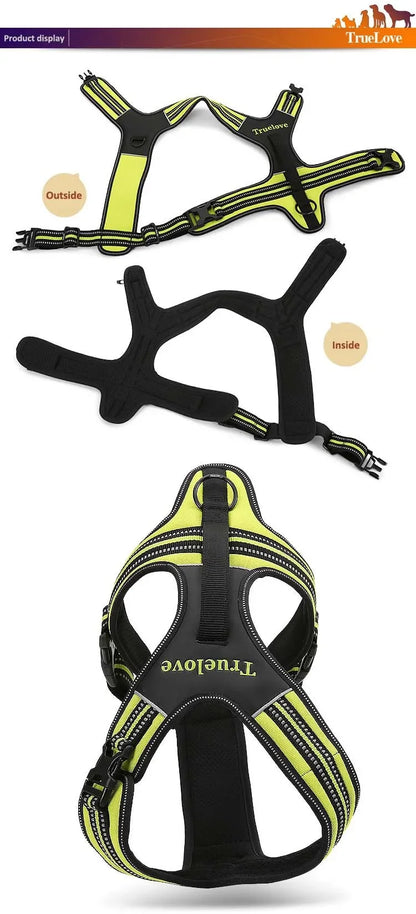 Truelove Sport Nylon Reflective No Pull Dog Harness Outdoor Adventure Pet Vest with Handle xs to xl 5 colors in stock factory