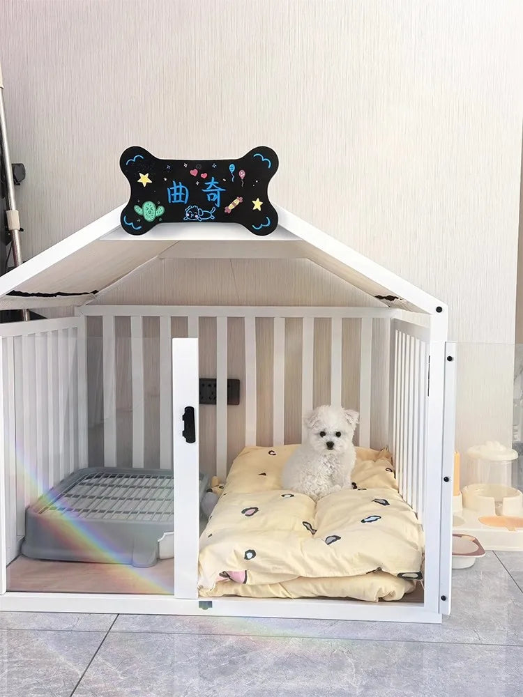 the MILKBONE HOUSE - Indoor Solid Wood Creativity Design Special Use Pet Doghouse, Detachable Washable Advanced Light Luxury Large Dogs Big Villa