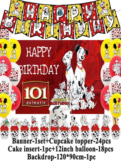 Disney 101 Dalmatians Birthday Party Supplies Cartoon One Hundred and One  Dog Balloon Backgrounds Cake Topper Banner Kids Gifts