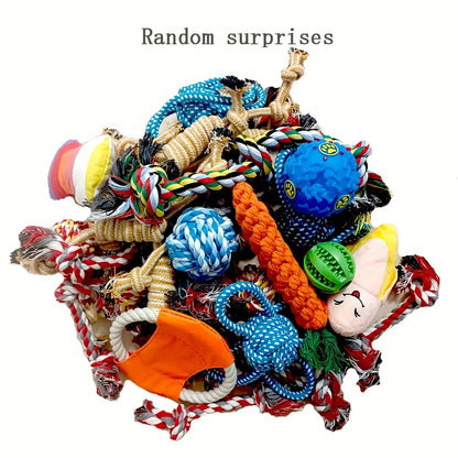5/15/20/30pcs Random Type Durable Tough Interactive Cotton Pet Puppy Toys Vocal Toys For Small And Medium Dog Supplies