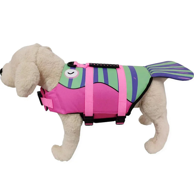 the MER-DOG - Pet Dog Life Jacket, Enhanced Buoyancy Small Dogs Swimming Clothes, Safety Vest with Handle for Medium/Large Dog, Surfing Costume