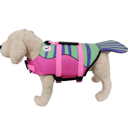 the MER-DOG - Pet Dog Life Jacket, Enhanced Buoyancy Small Dogs Swimming Clothes, Safety Vest with Handle for Medium/Large Dog, Surfing Costume