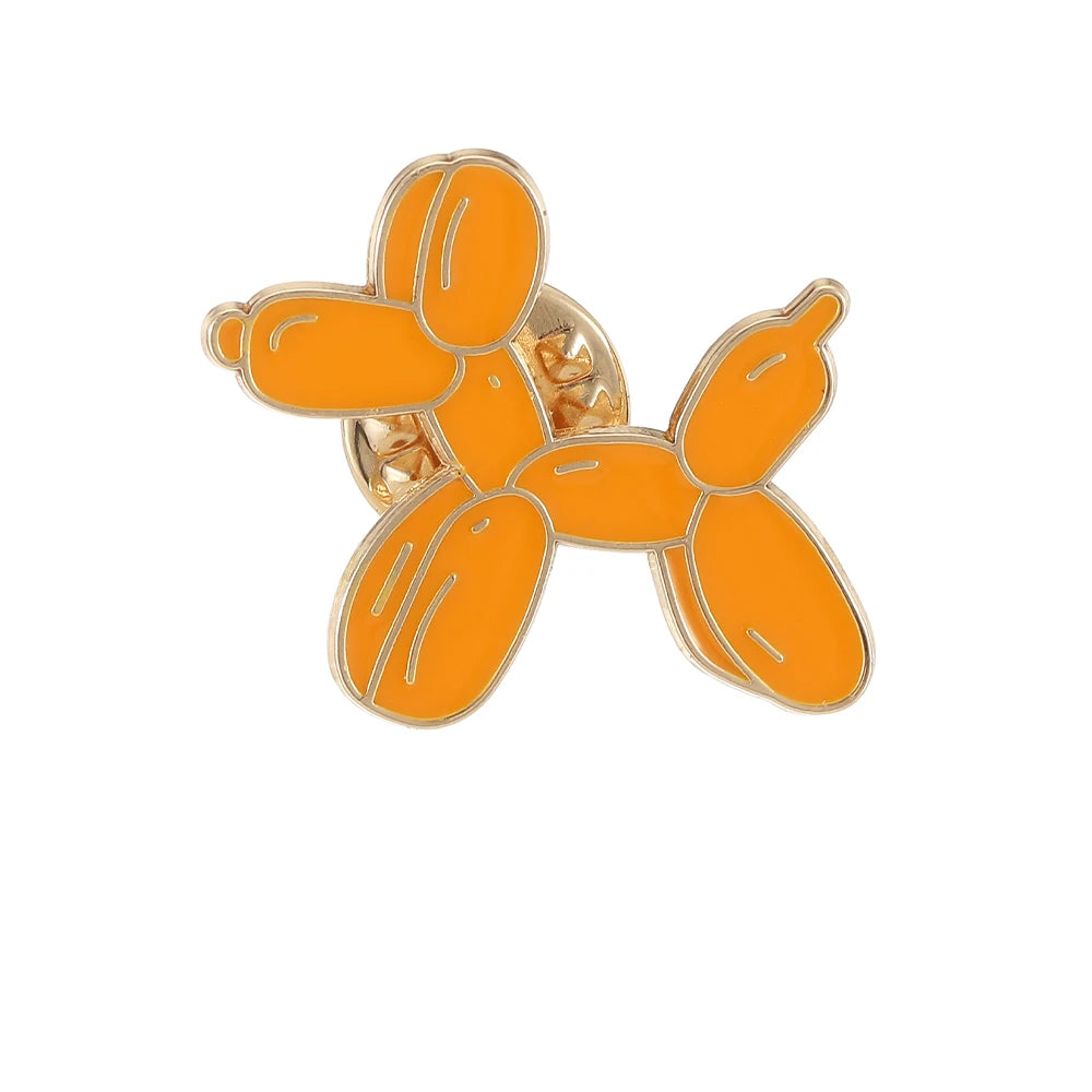 Creative Balloon Dog Brooches Cute Yellow Colors Enamel Pet Collar Pins With Free Shipping