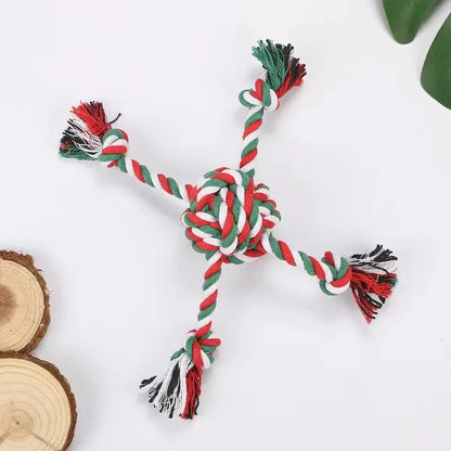 the TINSEL TUG TOY - Christmas Dog Toy, Pet Cotton Rope Knot, Interactive Dog Toys, Ball for Puppy/Chihuahua, Large Dogs Toothbrush Chew, Dog Accessories