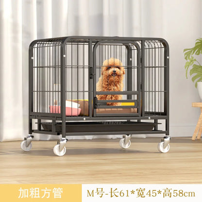 Heavy Duty Dog Cage Large Medium Pet Cage with Toilet Full Square Tube Indoor Dog House