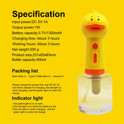 Yellow Duck Electric Foam Machine ,Handhold Automatic Soap Dispenser Foam Machine Launcher For Cat & Dog Bathing Pet Accessories
