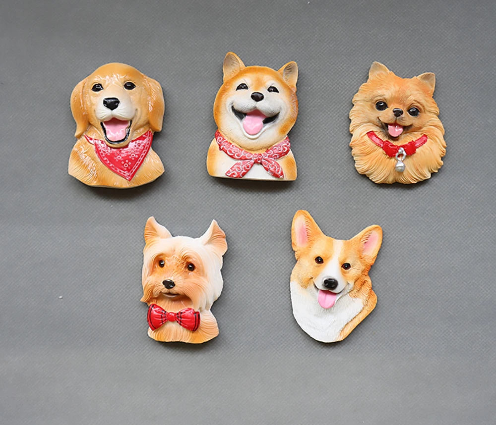 3D pet dog resin magnetic refrigerator sticker simulation corgi,Yorkshire,Golden Retriever,Magnetic sticker home decoration