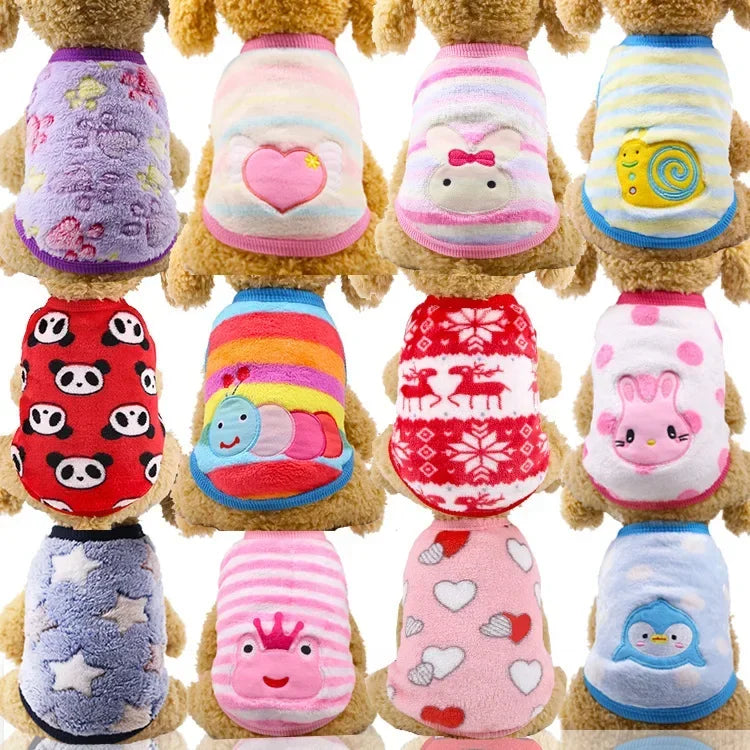 Cute Dog Clothes Winter Vest for Small Dogs Cats Warm Pets Sweater Soft Flannel Puppy Puffer Jacket Dog Accessories Supplies