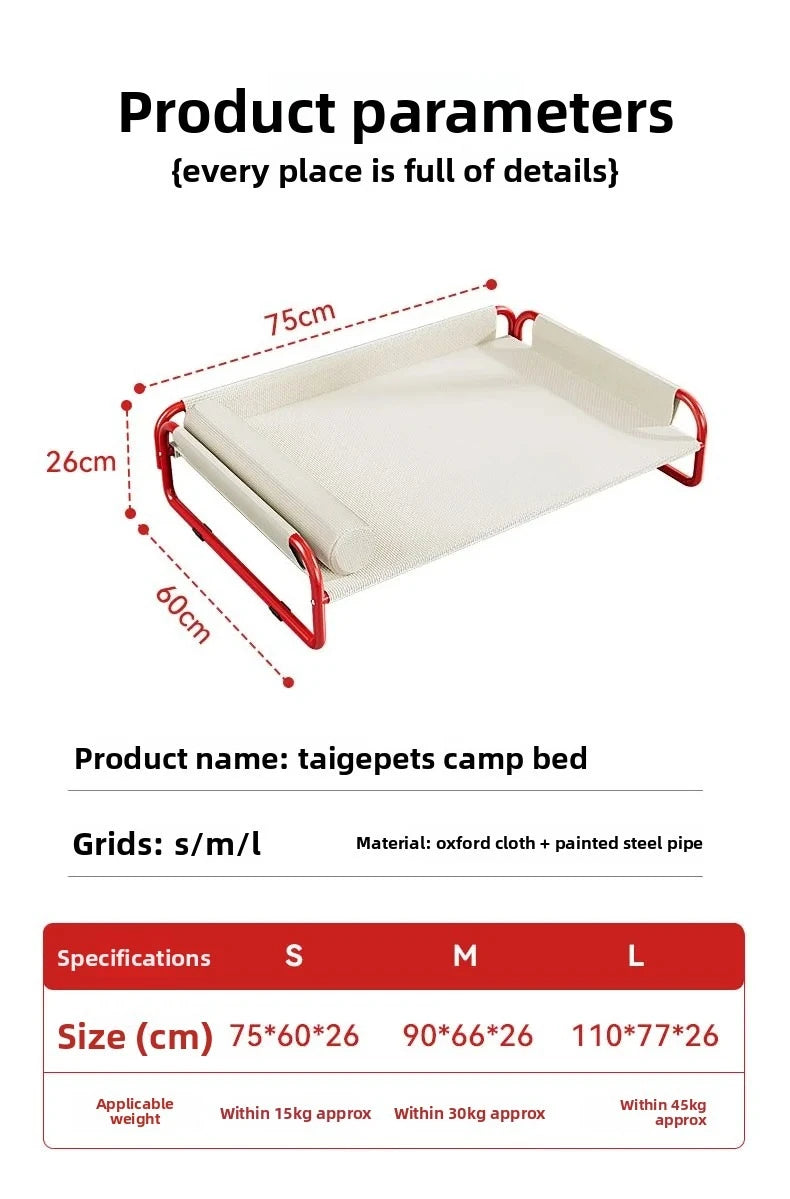 Dog camp bed summer kennel four seasons pet sofa off the ground moisture-proof medium and large removable dog bed