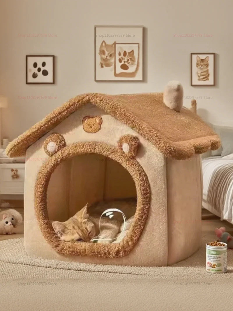 the DOGGY VILLA - Enclosed Cat/Dog Kennel with Dirt Resistance Washable Comfort Villa, All Season Detachable Cat/Doghouse Suitable for Indoor/Outdoor