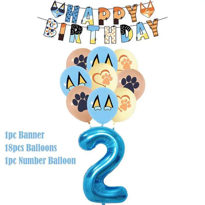New Cartoon Dog Birthday Party Decoration Setup Boys Children Blue Dogs Party Favor Tableware Plate Napkin Cup Supplies Full Set