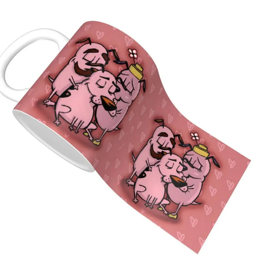 Personalized C-Courage The Cowardly Dog Coffee Mug DIY Ceramic Milk Tea Mug Cup