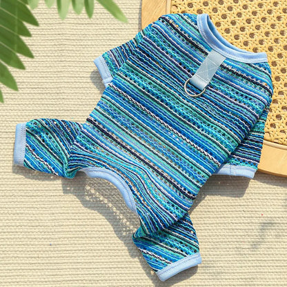 Summer Pet Clothes for Small Dogs Colorful Stripes Dog Jumpsuits Fashion Puppy Rompers Soft Cat Pajamas Pet Overalls Dog Outfits