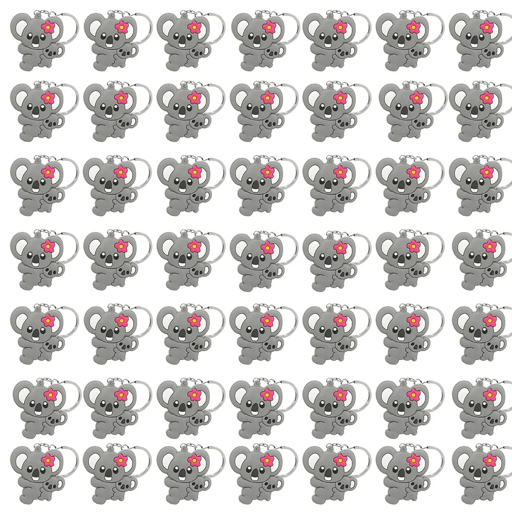 50PCS Cute Animal Keychain knife Ducks Dogs Cats Keyring for Women Men Kids Handbag Cool Car Key Accessories Friends Key Gifts