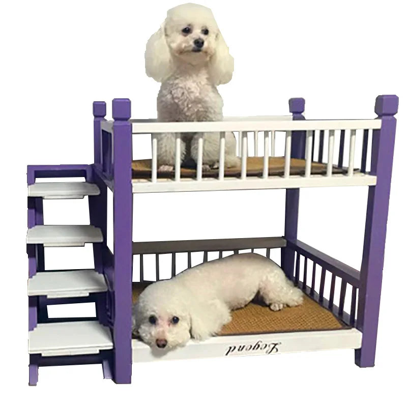 the DOGGY BUNKBED - Dog Bed, Solid Wood Princess Bed, Dog/Cat Under Pet Bunk Bed, High and Low Off the Ground Moisture-Proof Cat Kennel/Dog Kennel