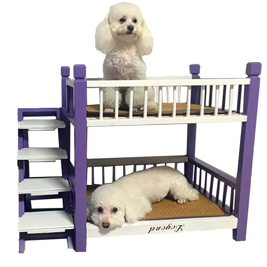the DOGGY BUNKBED - Dog Bed, Solid Wood Princess Bed, Dog/Cat Under Pet Bunk Bed, High and Low Off the Ground Moisture-Proof Cat Kennel/Dog Kennel
