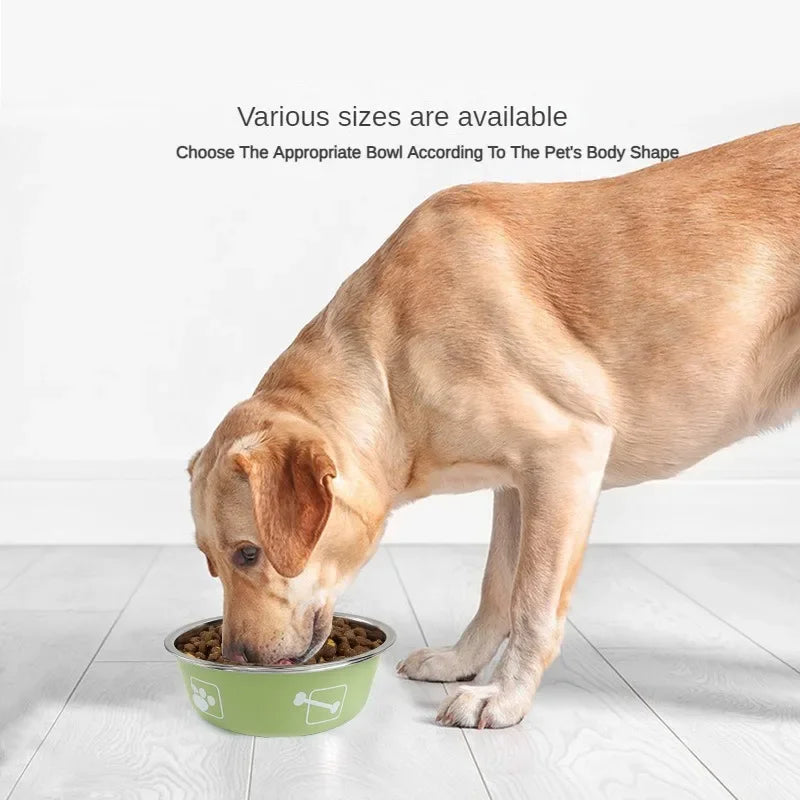Stainless Steel Pet Bowl Double Layer Thickened Durable Anti-slip Dog Bowl Anti-knock Over Dog Food Bowl Pet Feeder Water Basin