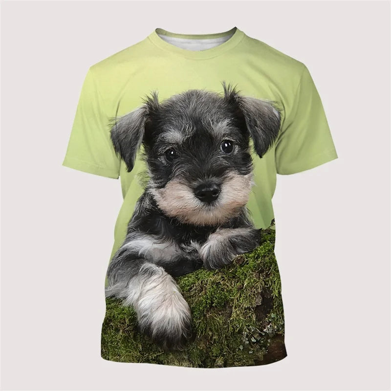 the SCHNAUZER DOG - Schnauzer Dog T-Shirt, Summer Short Sleeve 3D Print Tops, Men Oversized Clothing, O-Neck Graphic T-Shirts, Tee Streetwear
