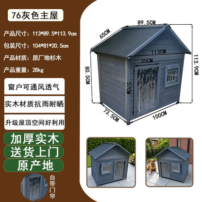 Outdoor dog cage doghouse Solid wood sun protection Rain protection dog kennel doghouse Large medium-sized dog Golden