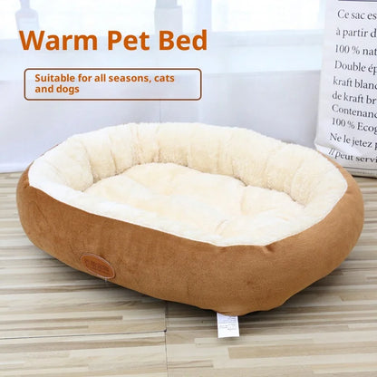 Autumn/Winter Warm Pet Nest Big Dog Mat Oval Teddy Dog Cat Nest Golden Retriever Comfortable Cozy Pet Bed