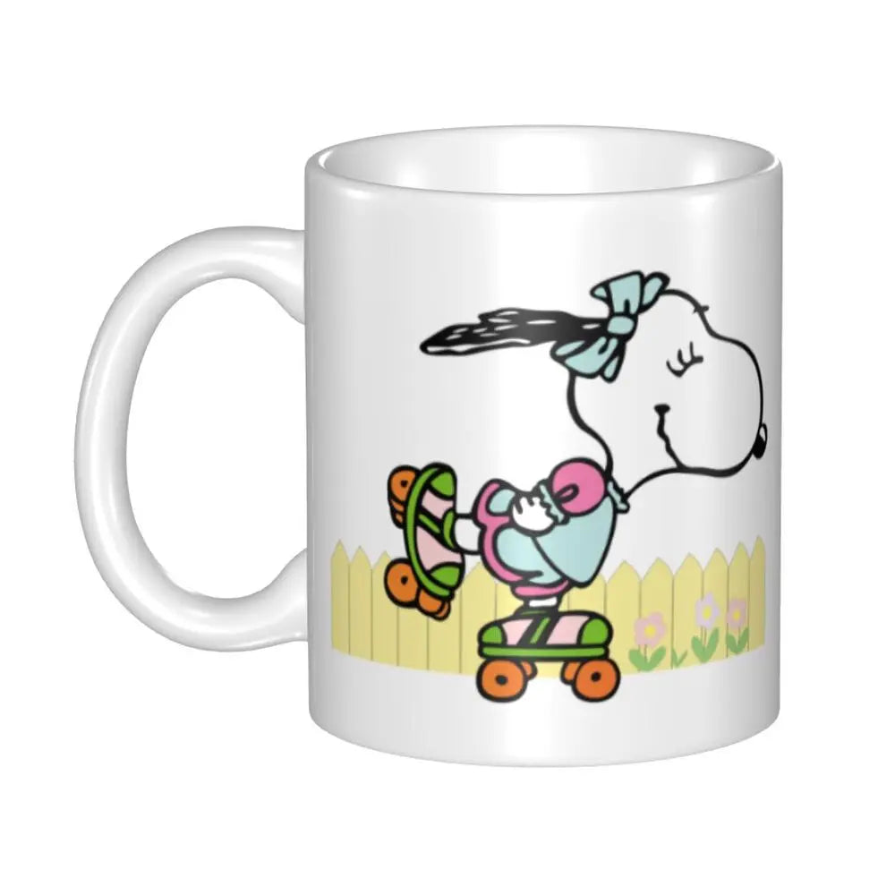 Manga Snoopy Woodstock Cartoon Dog Coffee Mug DIY Customized Ceramic Tea Milk Mug