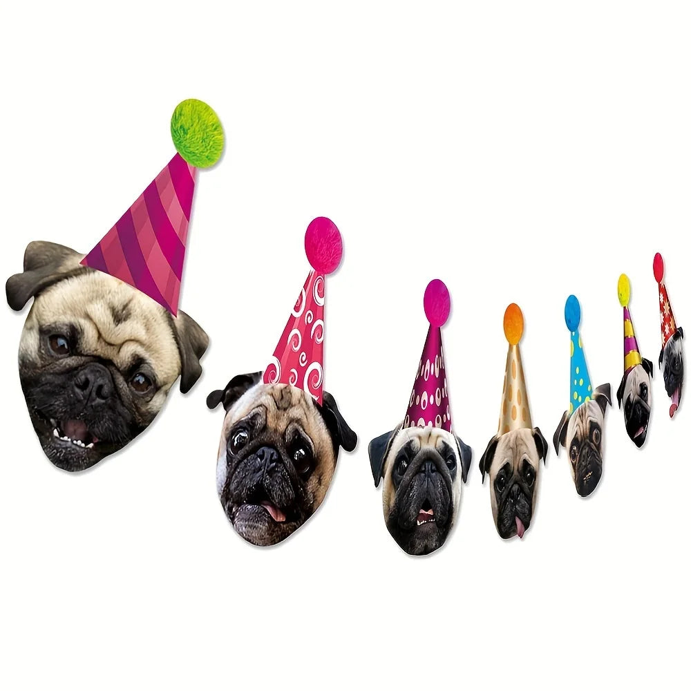 Pug Birthday Garland, Pug Dog Birthday Banner, Pug Bday Party Decoration for Pug Lovers