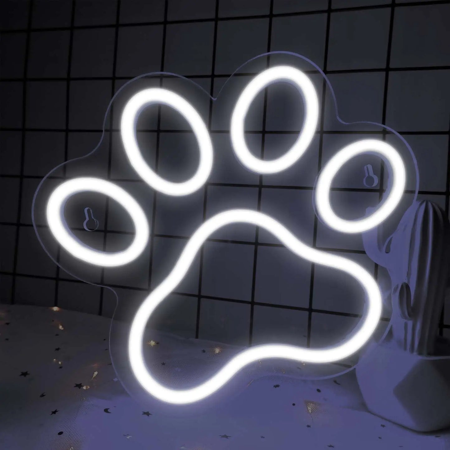 Dog Paw Neon Sign - Custom LED Pet Store Decor Veterinary Clinic Home Kennel, Heartwarming Gift for Dog Lovers & Pet Shop Owners