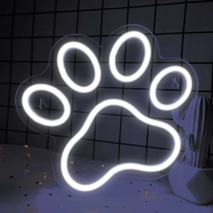 Dog Paw Neon Sign - Custom LED Pet Store Decor Veterinary Clinic Home Kennel, Heartwarming Gift for Dog Lovers & Pet Shop Owners
