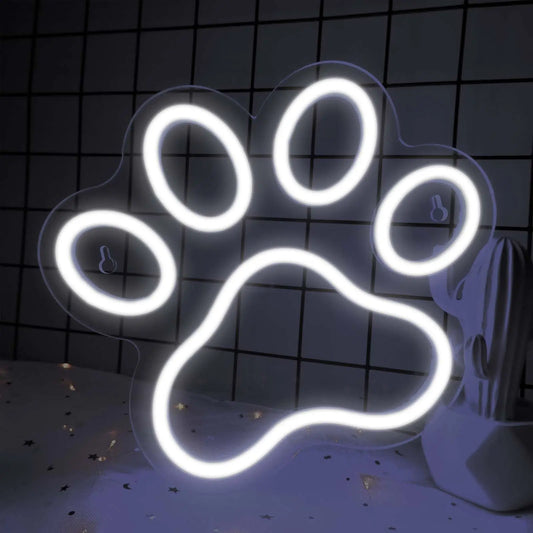 Dog Paw Neon Sign - Custom LED Pet Store Decor Veterinary Clinic Home Kennel, Heartwarming Gift for Dog Lovers & Pet Shop Owners