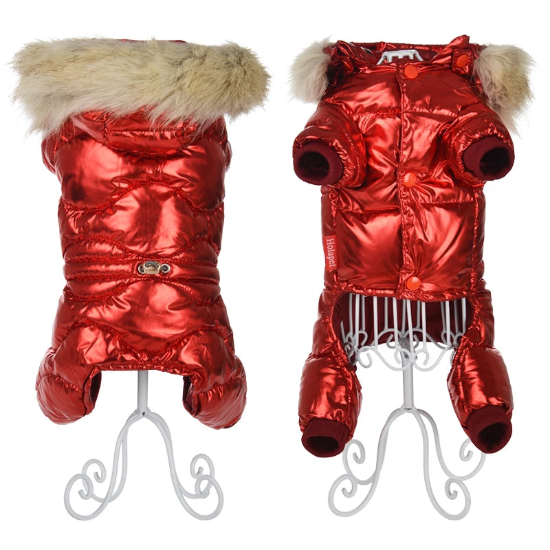 Winter Warm Dog Overalls Waterproof Removable Hooded Jacket Puppy Chihuahua Jumpsuits French Bulldog Coat Pet Clothing Costume