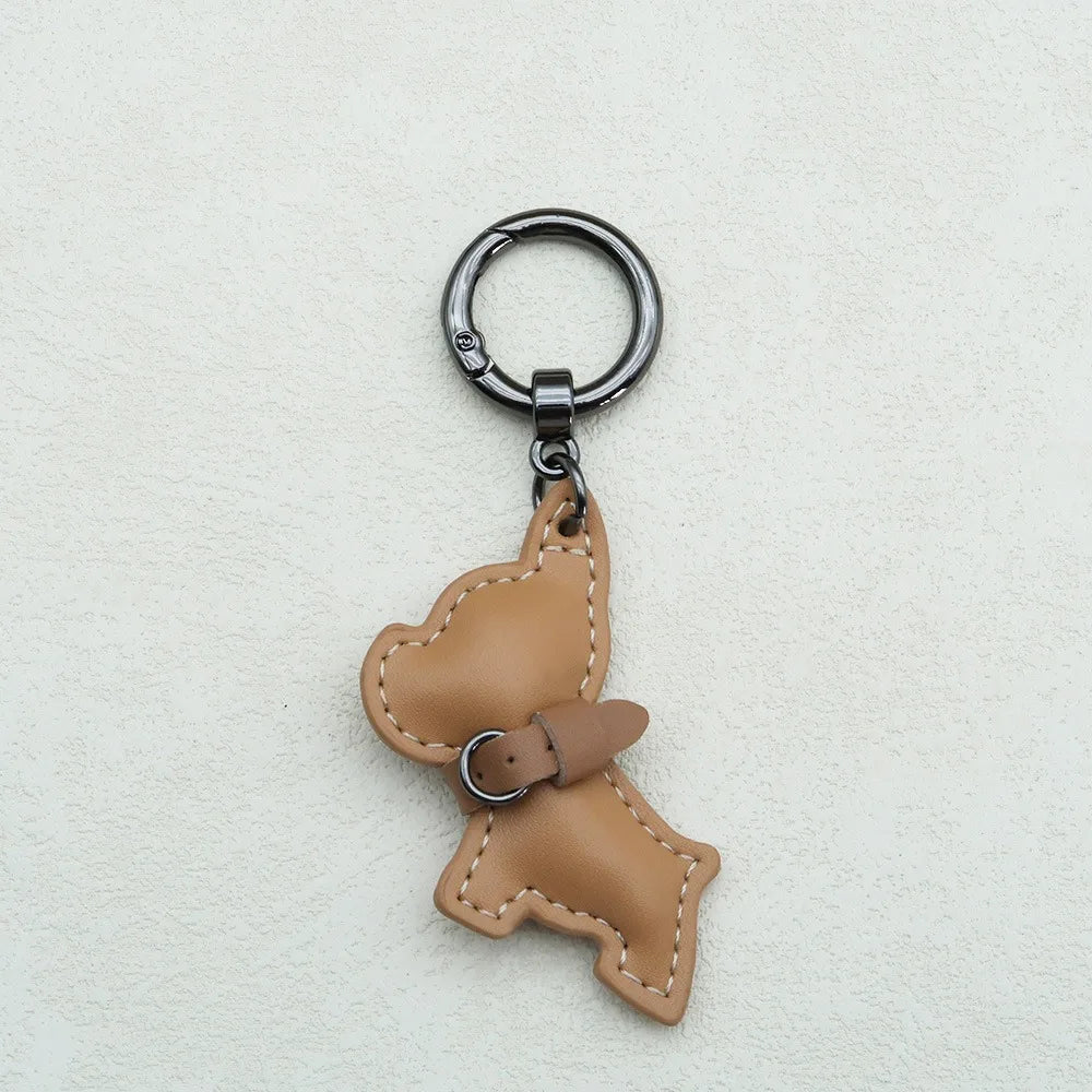 Kawaii Cute Chubby Leather Keychain French Bulldog Charm Dog Dolls Bag Hanging Exquisite Dog Pendant Friend