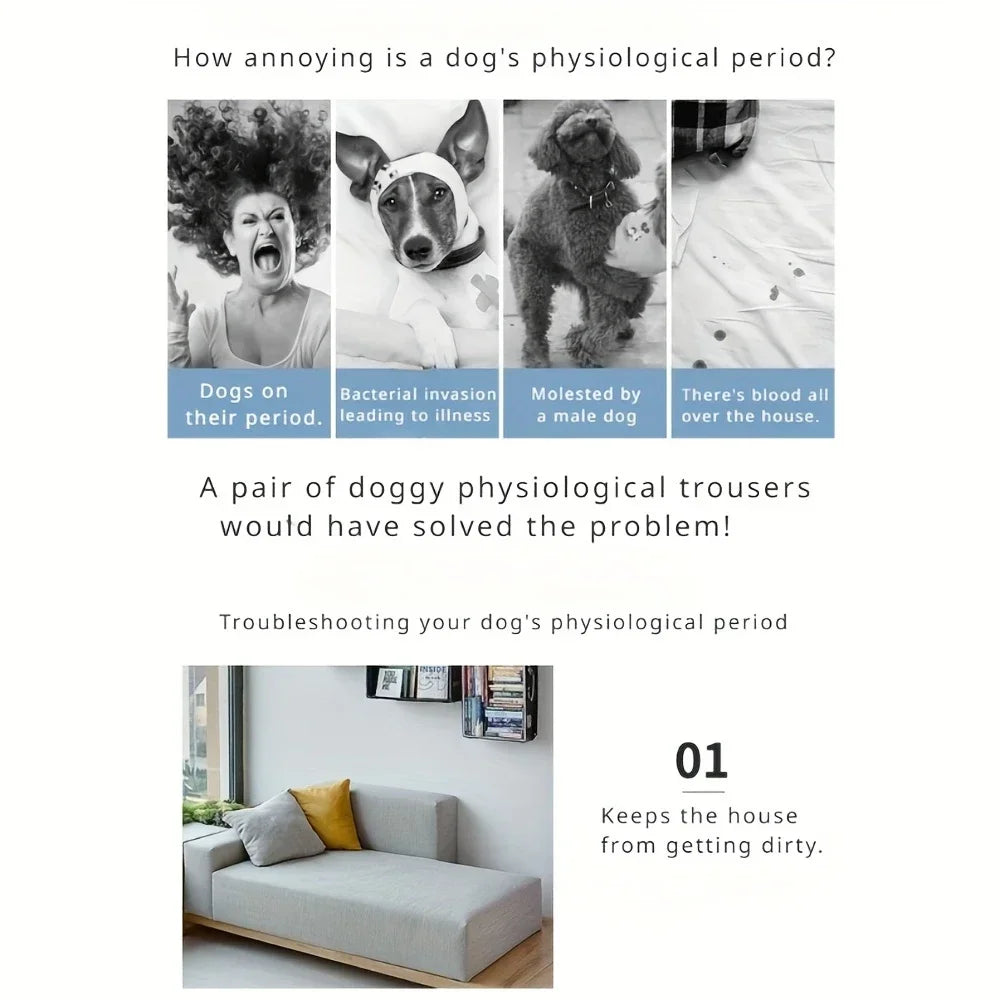 Washable Dog Diapers Physiological Pant Female Puppy Panties Shorts Underwear Cotton Female Dog Diper Panties Dog Cat Clothes