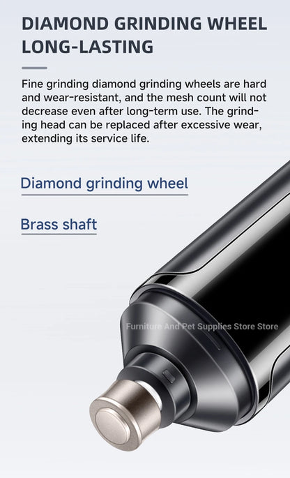 Electric Dog Nail Grinder Pet Nail Clipper USB Rechargeable Pet Nail Trimmers Painless with Polisher Wheel for Small/Large Pets