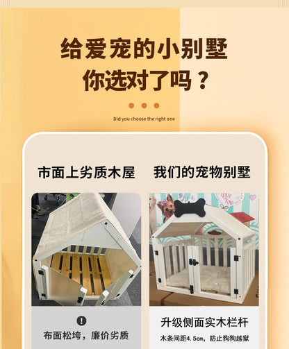 the DOG BONE DOGHOUSE - Solid Wood Doghouse, Large Space Double Doors Indoor Breathable Small Dog Washable Cat's Nest Doghouse, Waterproof Pet Bed