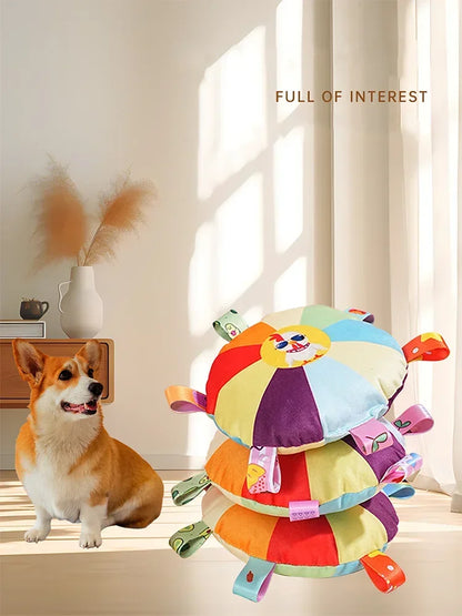 Funny Rainbow Plush Flying Saucer Dog Toys Outdoor Interactive Training Games Chew Toy Pets Flying Discs Toys Dog Accessories