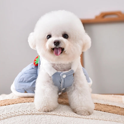 Strawberry Yorkshire Terrier Clothing For Small Dog Pink Blue Harness Outdoor Pet Dress Autumn Winter Outfit Cat Chihuahua Coat