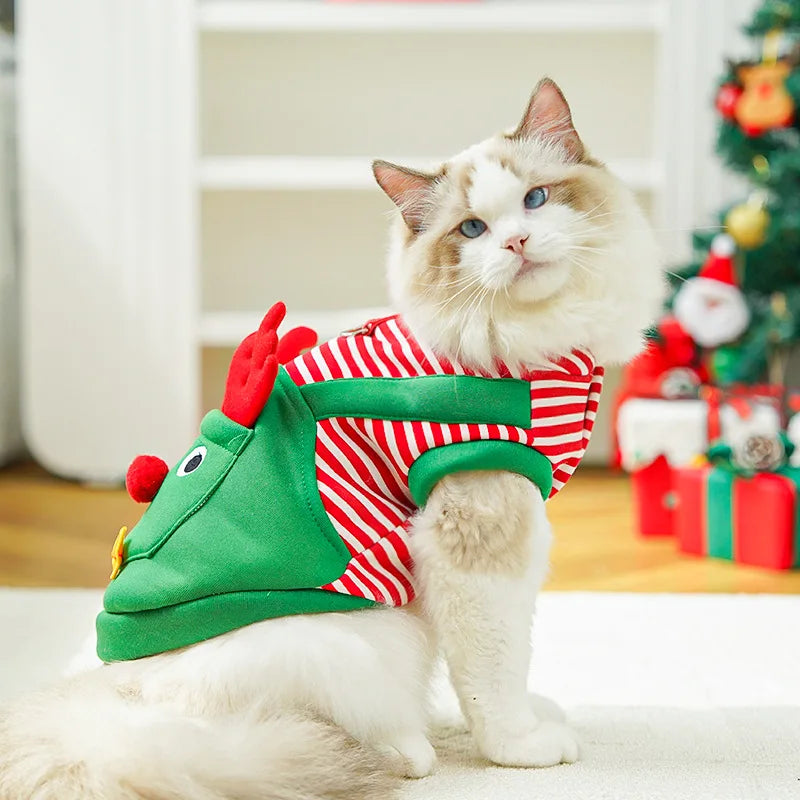 the JINGLEPAW CHRISTMAS VEST - Merry Christmas Pet Clothes, Dog Coat, Cat Clothing, Xmas Puppy Cosplay Santa Tree Costume, Happy Festival Coat