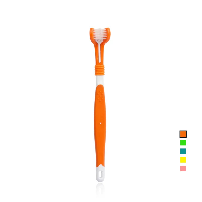 Three Sided Pet Toothbrush Three-Head Multi-angle Toothbrush Cleaning Dog Cat Brush Bad Breath Teeth Care Tool