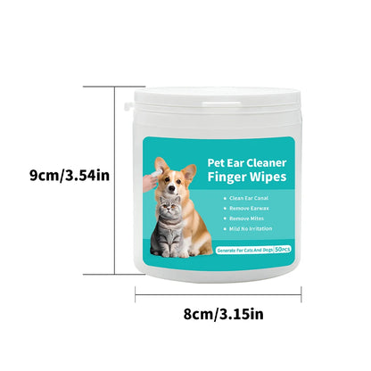 the DOGGY EAR CLEANER - Pet Ear Wipes, Ear Cleaner Finger Wipes for Cats and Dogs, Soft & Easy Optic Cleaning Pads, Pet Supplies for Regular Soothing
