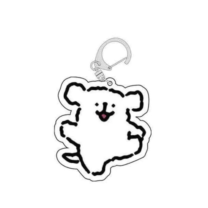 Cartoon Little White Dog Key Chain Cute Acrylic Maltese Dog Bag Pendant Micro Landscape Decoration Key Ring Jewelry Wholesale