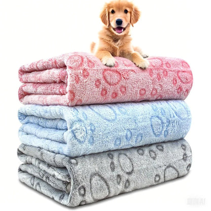 4 Sizes Ultra-Soft Paw Print Dog Blankets Machine Washable Cozy Pet Cats Dogs Pillow Pads for Indoor/Outdoor Use Easy Clean 1Pc