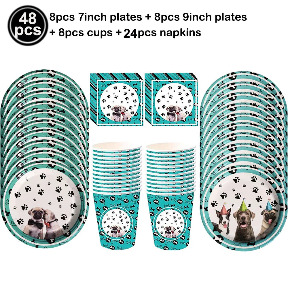 20pcs Cartoon Dog Disposable Napkins Dog Decoration Paw Prints Dog Themed Kids Birthday Party Baby Bath Decoration Supplies