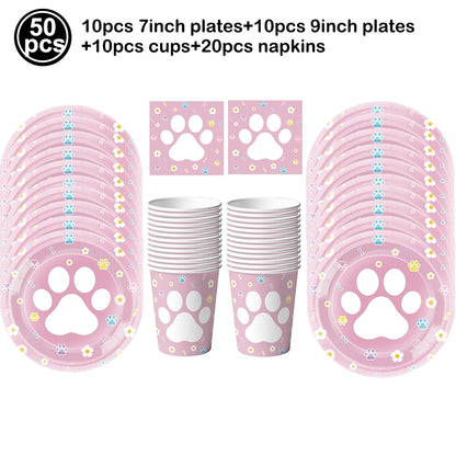 20pcs Cartoon Dog Disposable Napkins Dog Decoration Paw Prints Dog Themed Kids Birthday Party Baby Bath Decoration Supplies