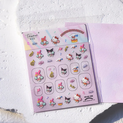 Graffiti Cat Claw Rabbit Bunny Bear Dog Flower Lovely Animal Fruit Dim Sum Candy Sunflower Adhesive 5D Nail Art Stickers Decal