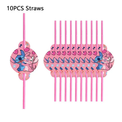 Disney Lilo Stitch Birthday Party Decoration Kids Stitch Theme Tableware Set Angel Balloons Happy Banner Supplies For Girl Favor